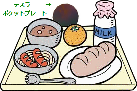 給食にも、 テスラポケットプレートを あてましょう!